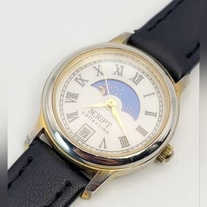 Vintage J‑AXIS Sun & Moon Script Collection Watch 20/520‑H